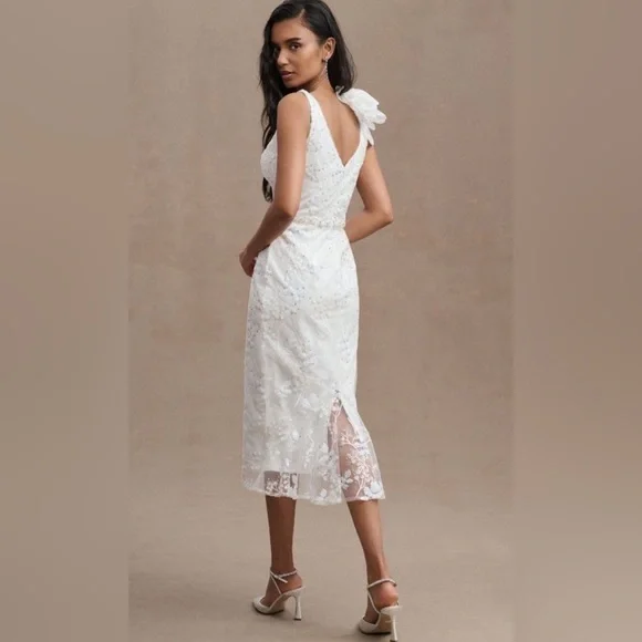 MAC Duggal Natalie V-Neck Beaded Embroidered Sleeveless Midi Dress-79337 Sz 6 MAC Duggal Natalie V-Neck Beaded Embroidered Sleeveless Midi Dress-79337 Sz 6